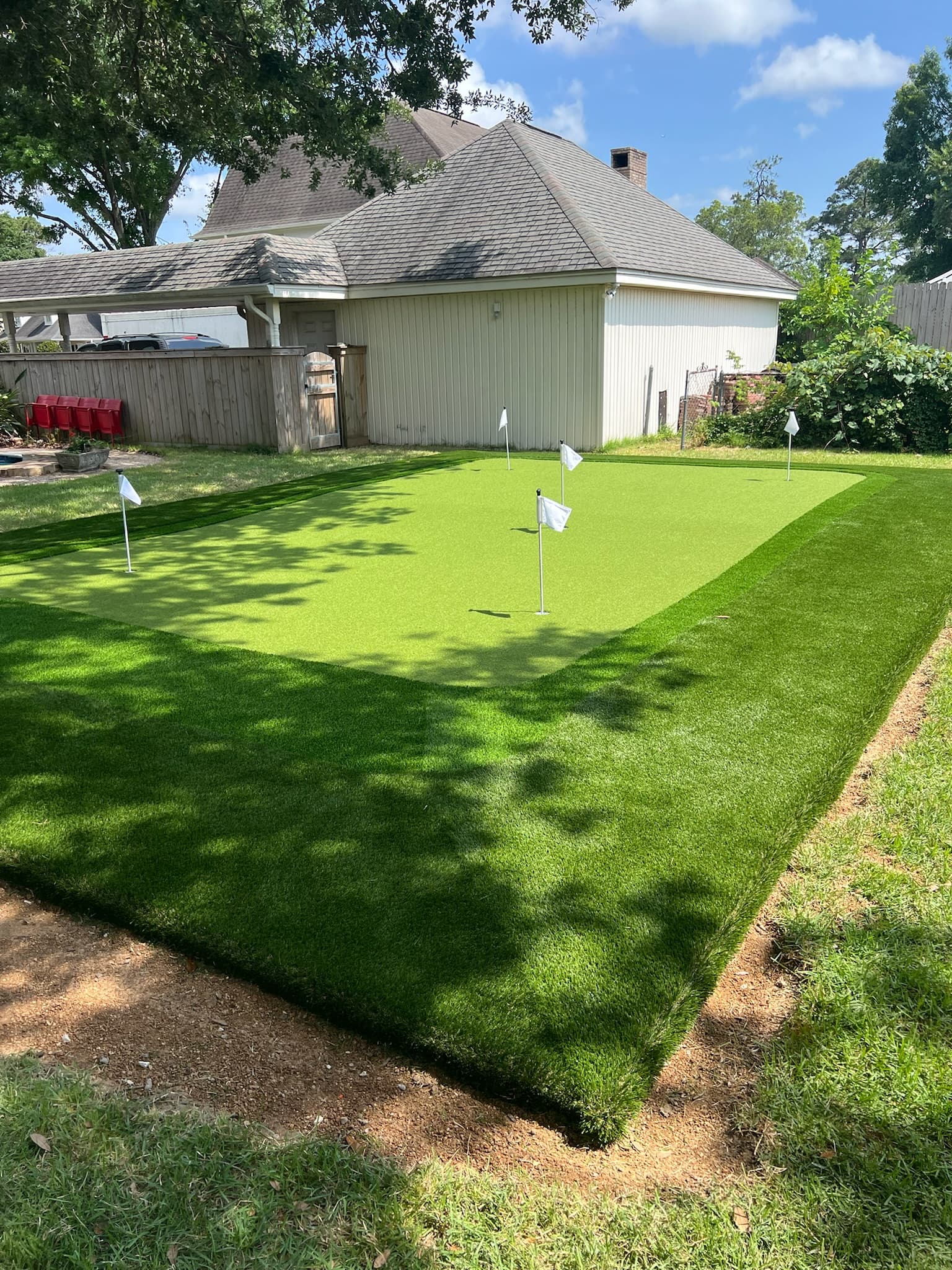Beautiful artificial turf installation by Home Turf Houston