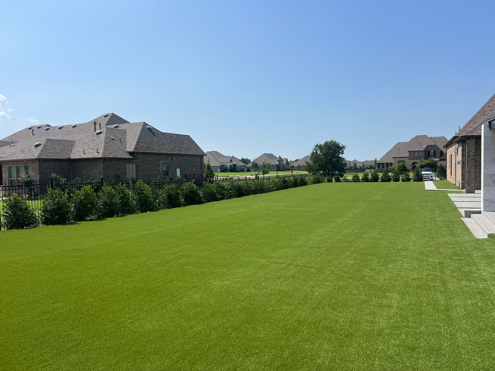 Front yard synthetic grass installation in Houston