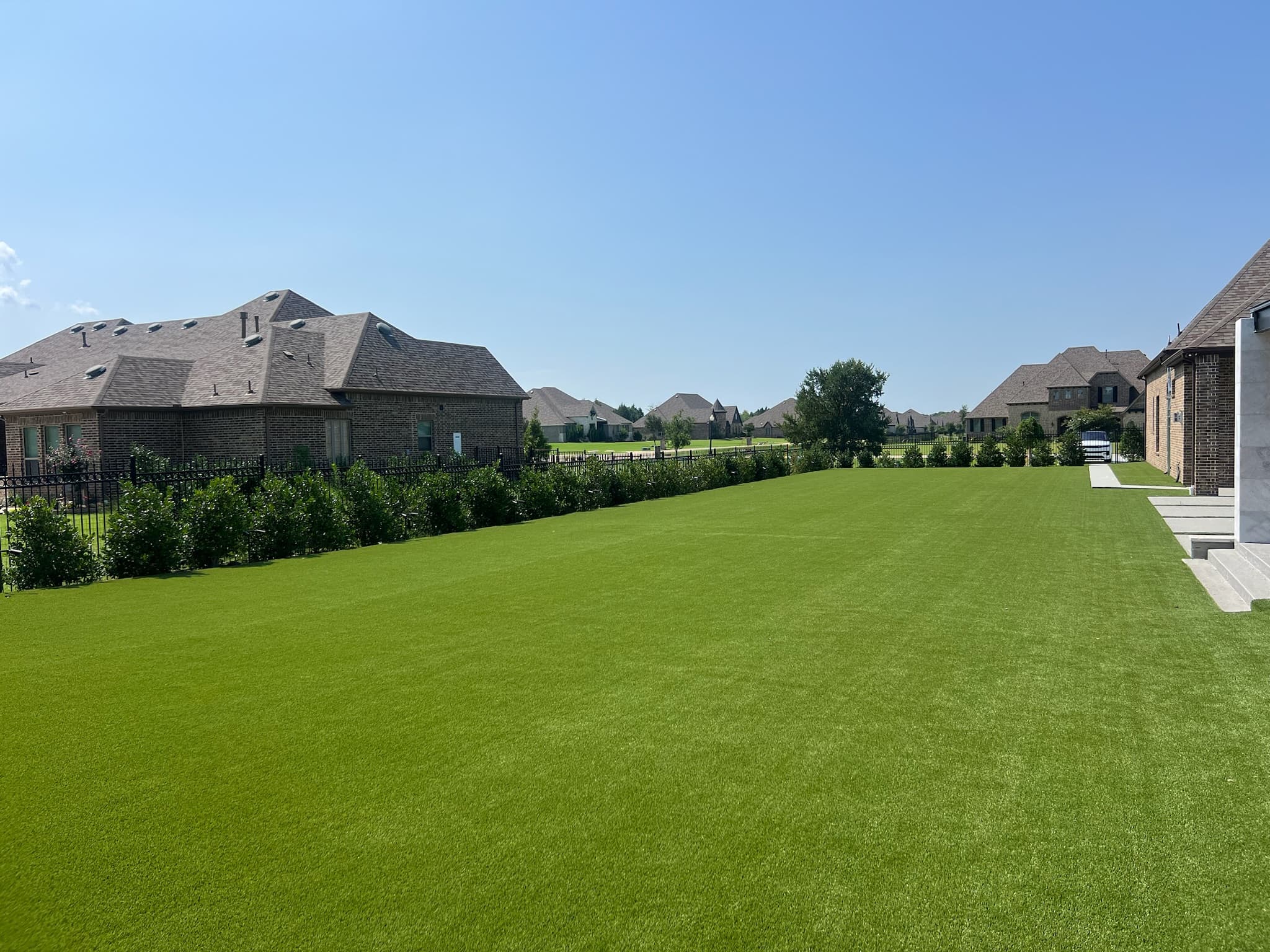 Front yard synthetic grass installation in Houston