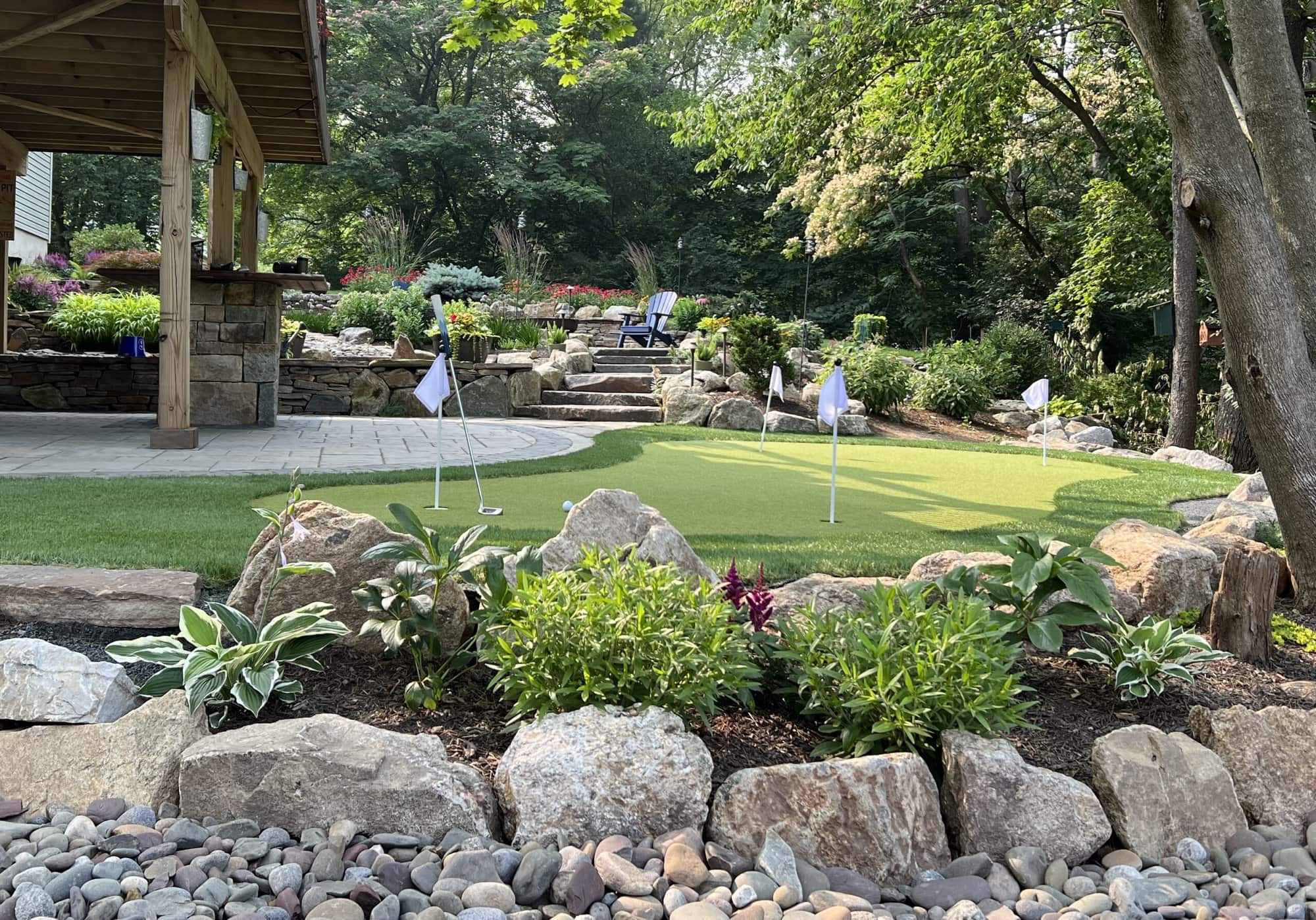 Custom synthetic putting green in Houston